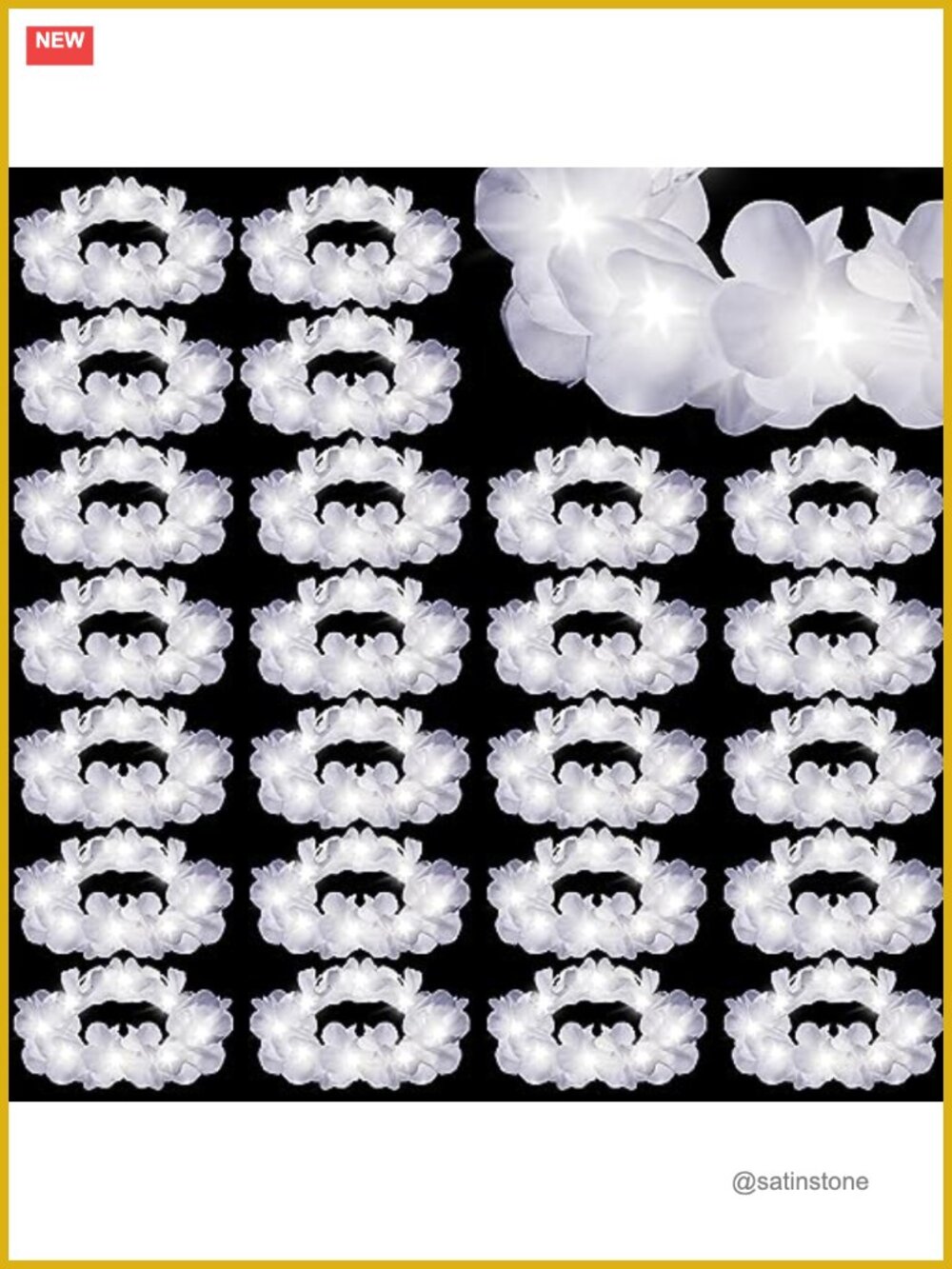 24 Pack LED Flower Crown Headbands Hawaiian Leis Polyester Fairy Wreaths